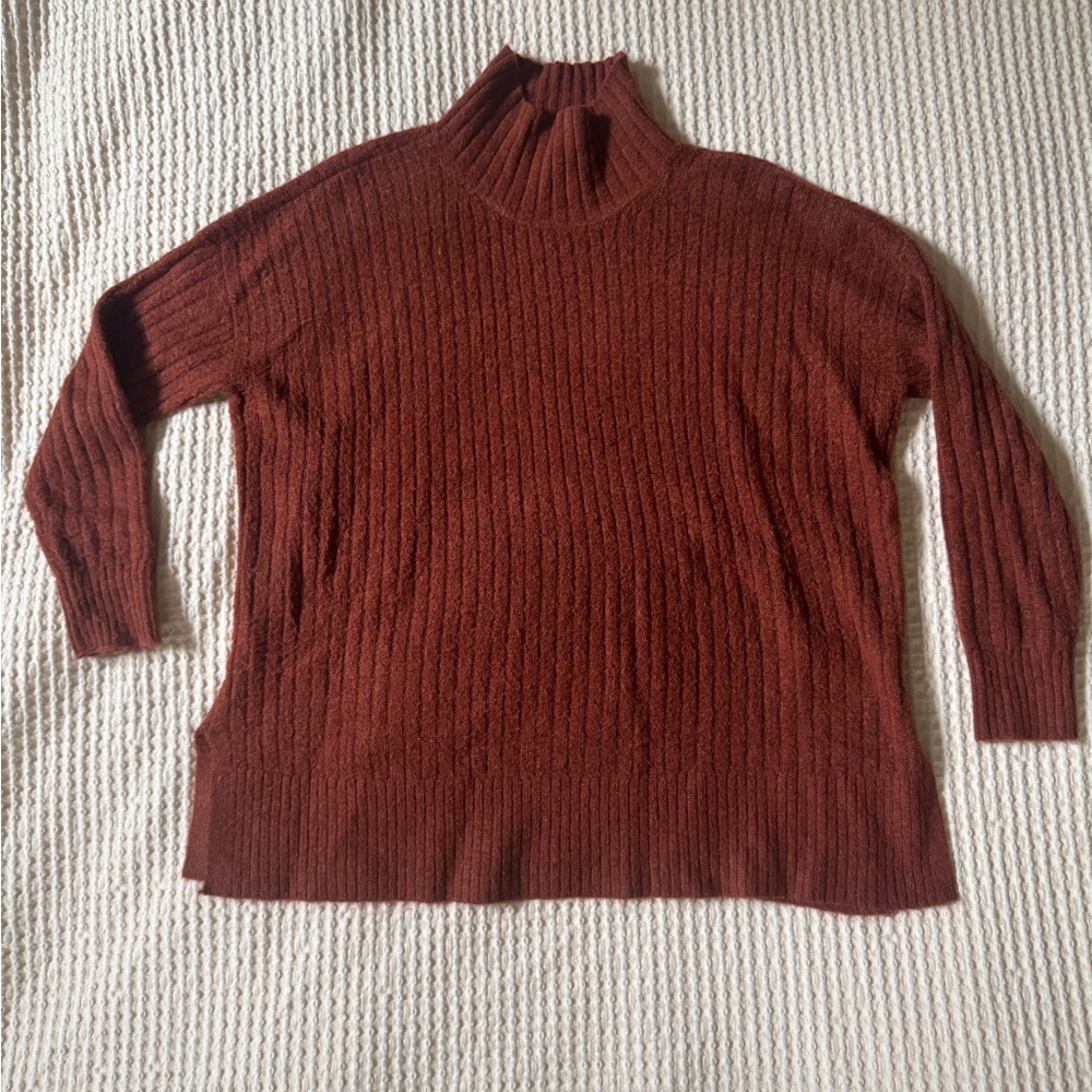LOFT Oversized Mockneck Ribbed Sweater